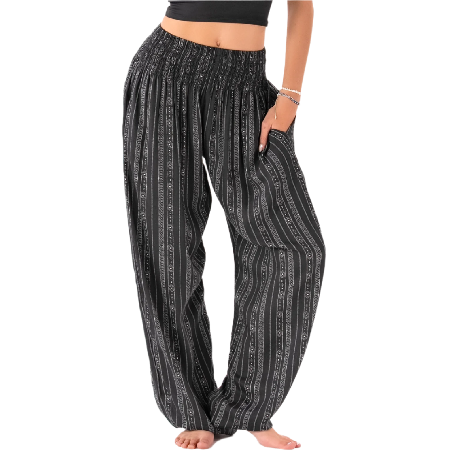 Lotus and Luna Akha Tribal Print Harem Pants