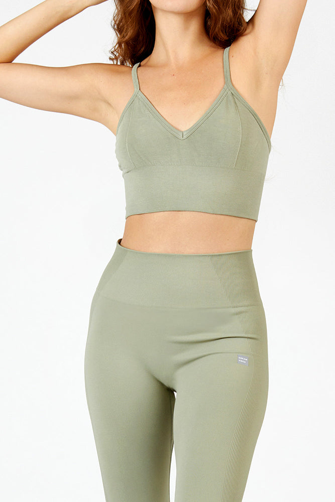 Cream Yoga Bralette in Light Green