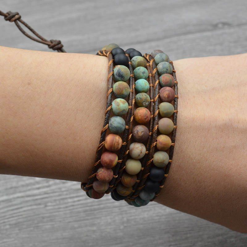 leather agate bracelet