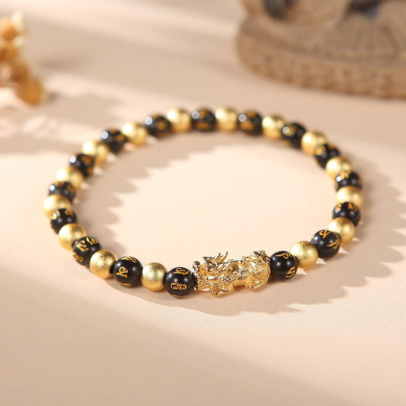 Gold & Black Prosperity and good luck bracelet