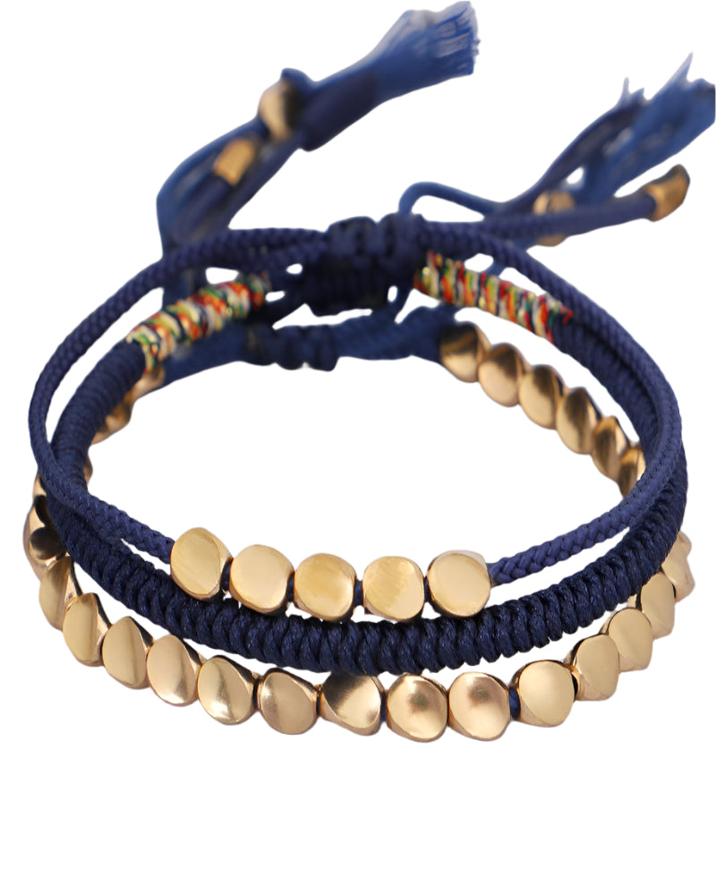 Buddha & Karma Blue Copper Beads Bracelet Set