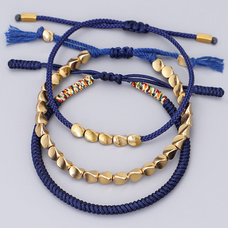 Buddha & Karma Blue Copper Beads Bracelet Set