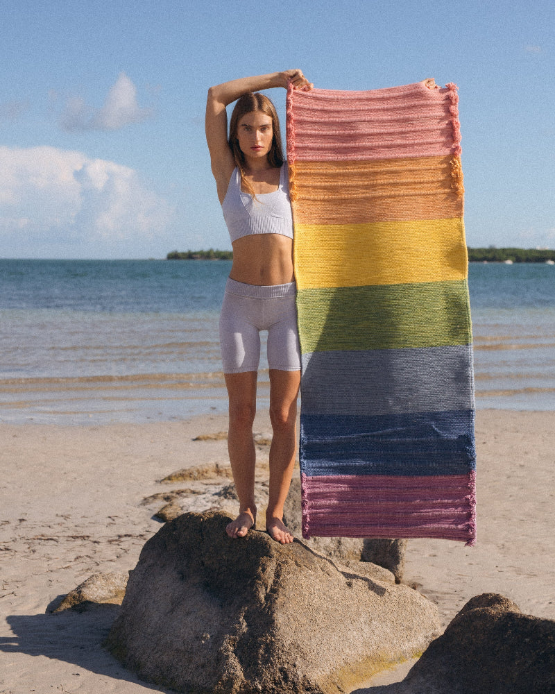 Organic rainbow cotton yoga mat