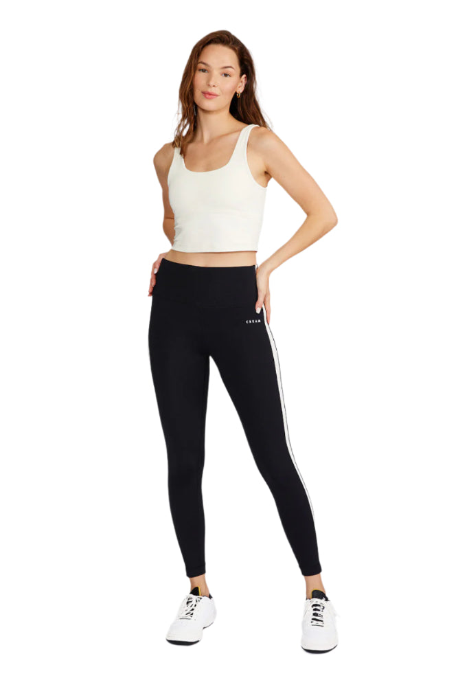 Black side-stripe 7/8 leggings