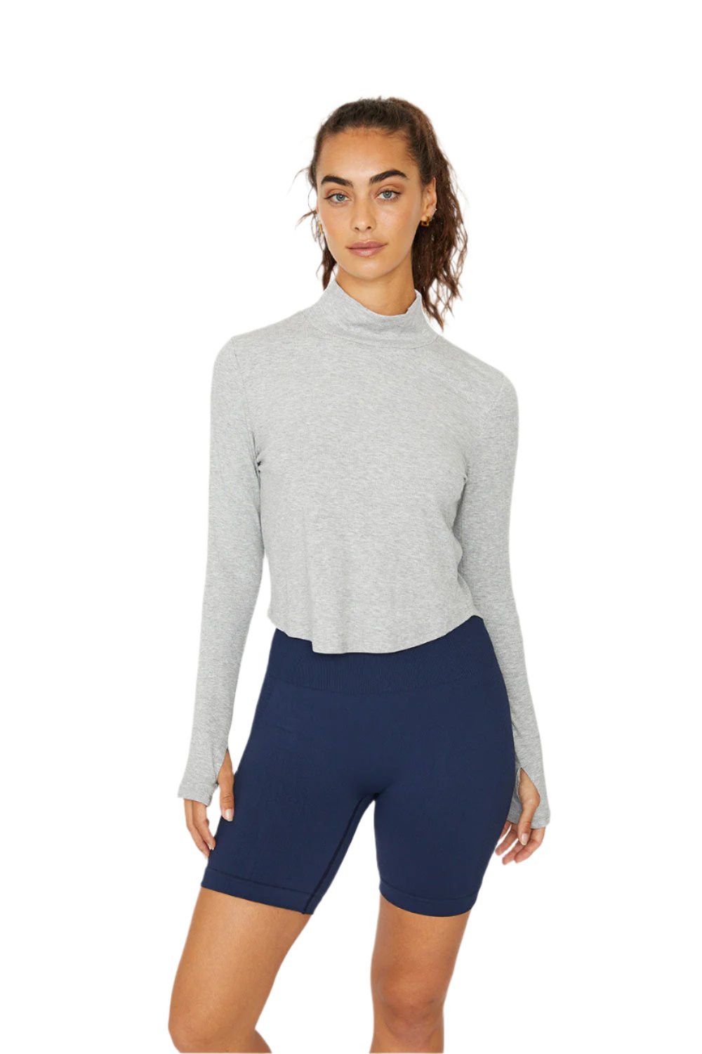 Cream Yoga Izzy Mock Neck Long-Sleeve Top