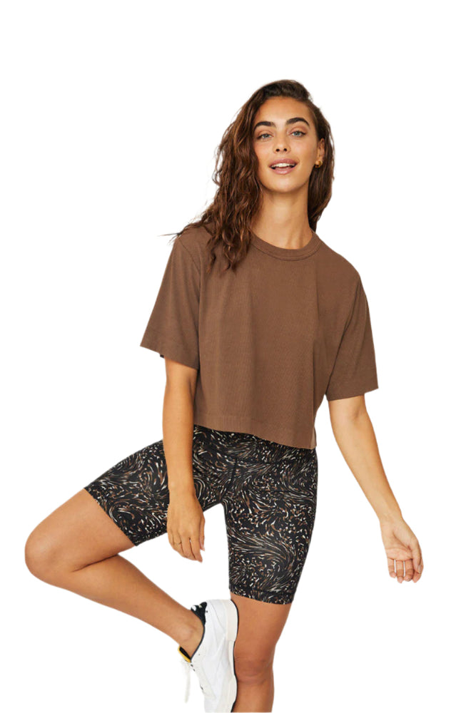 Mocha Brown Crop Athleisure Tee