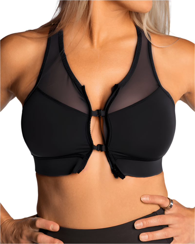 Zip-front sports bra by Handful