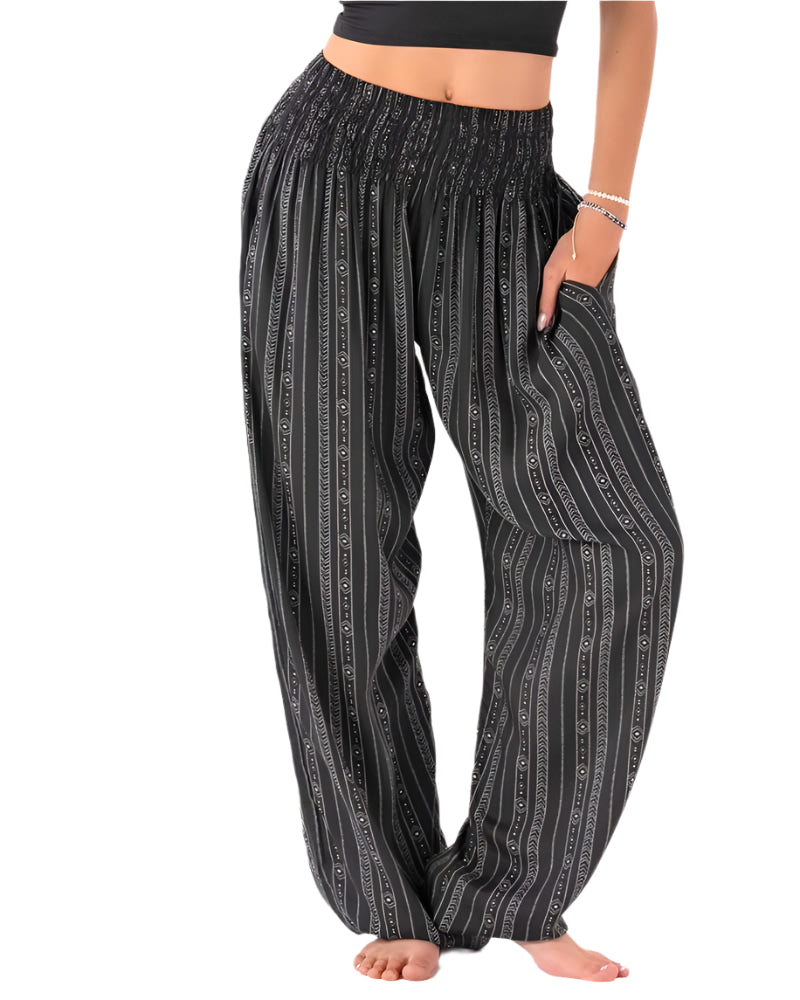 Lotus and Luna Akha Tribal Print Harem Pants