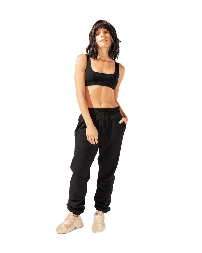 Popflex Cloud Rollover Sweatpant - Black