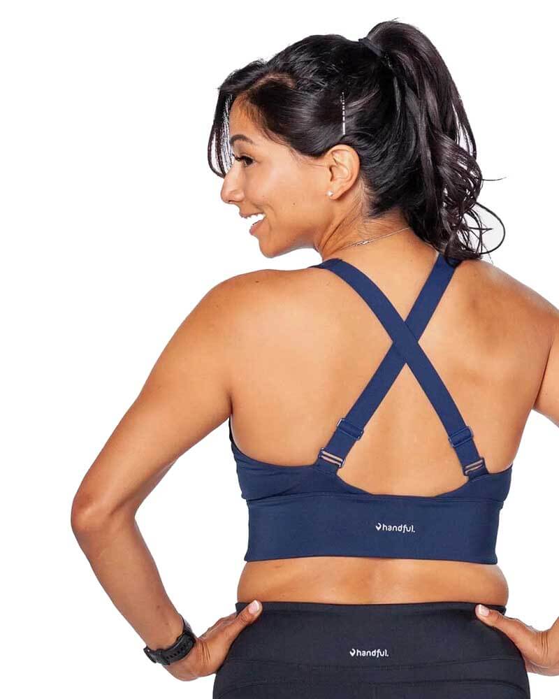 Handful Women's Y-Back Maximum Support Racerback Sports Bra with Removable  Pads, Wire Free Yoga Bras, Girls Night, Large