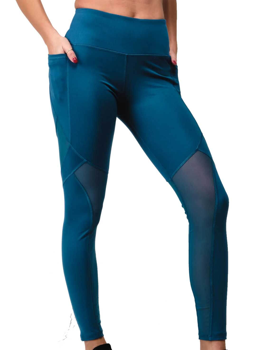 RAYPOSE Sports Leggings Women's High Waist Mesh Long Sports Trousers Opaque  Yoga Trousers with Pocket, 1089-Blue : : Fashion