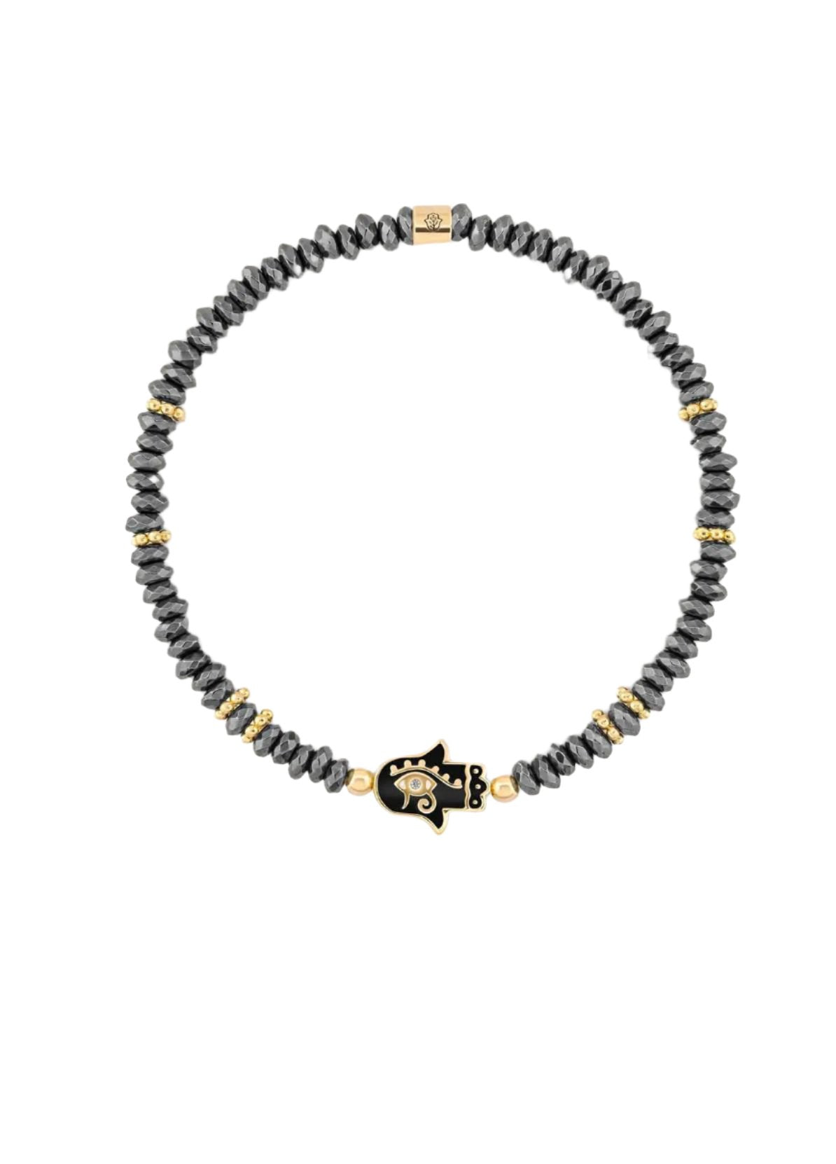 Karma and Luck Eye of Horus Hamsa Hematite Bracelet