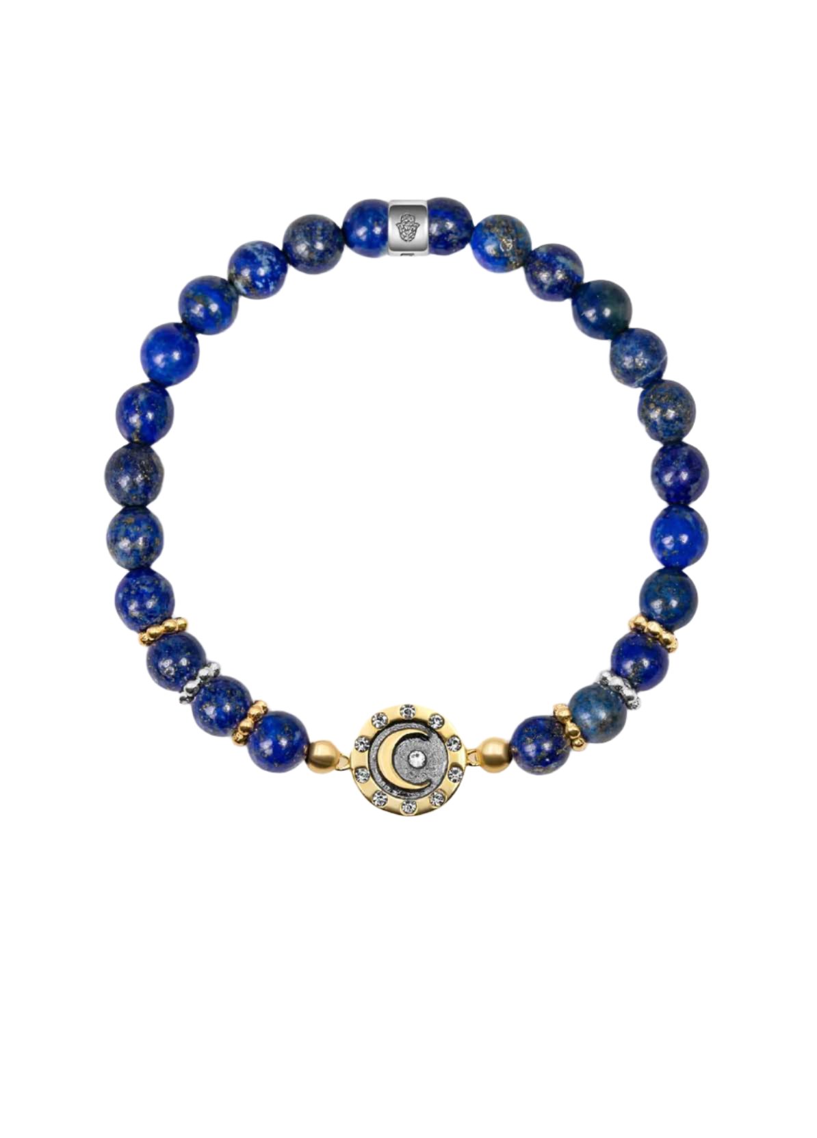 Karma and Luck Lapis Moon Charm Bracelet