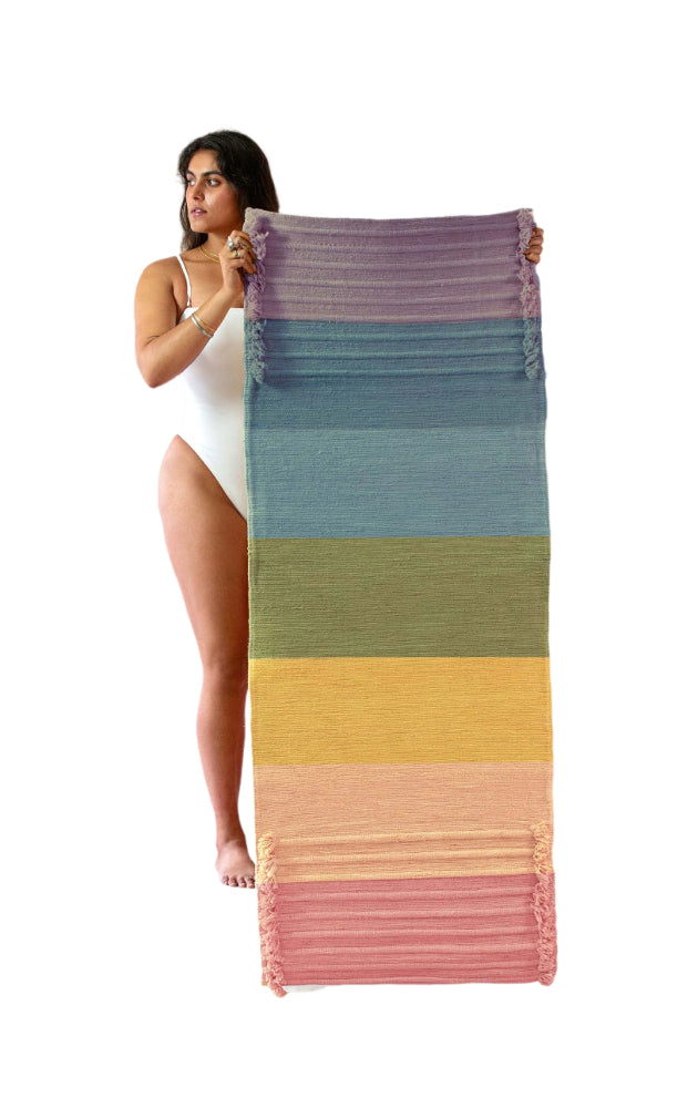 Organic rainbow cotton yoga mat