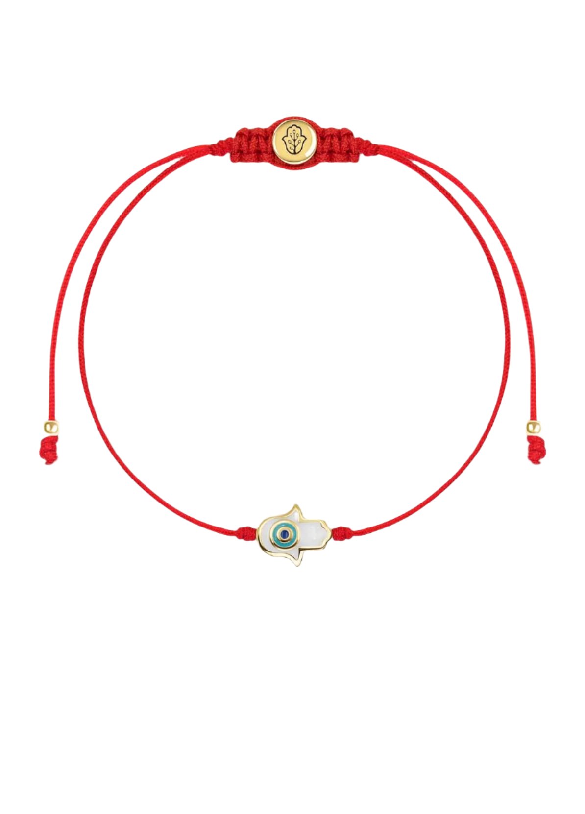 Karma and Luck White Enamel Hamsa Red String Bracelet