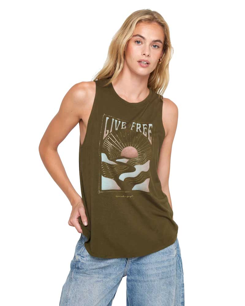 Spiritual angster Live Free Jade Muscle Tank