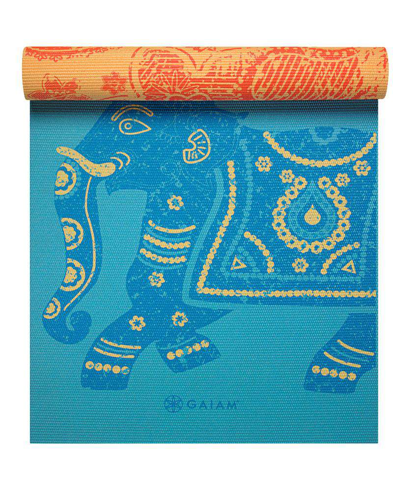 Gaiam  Turquoise Lotus Reversible Yoga Mat, 6 mm –