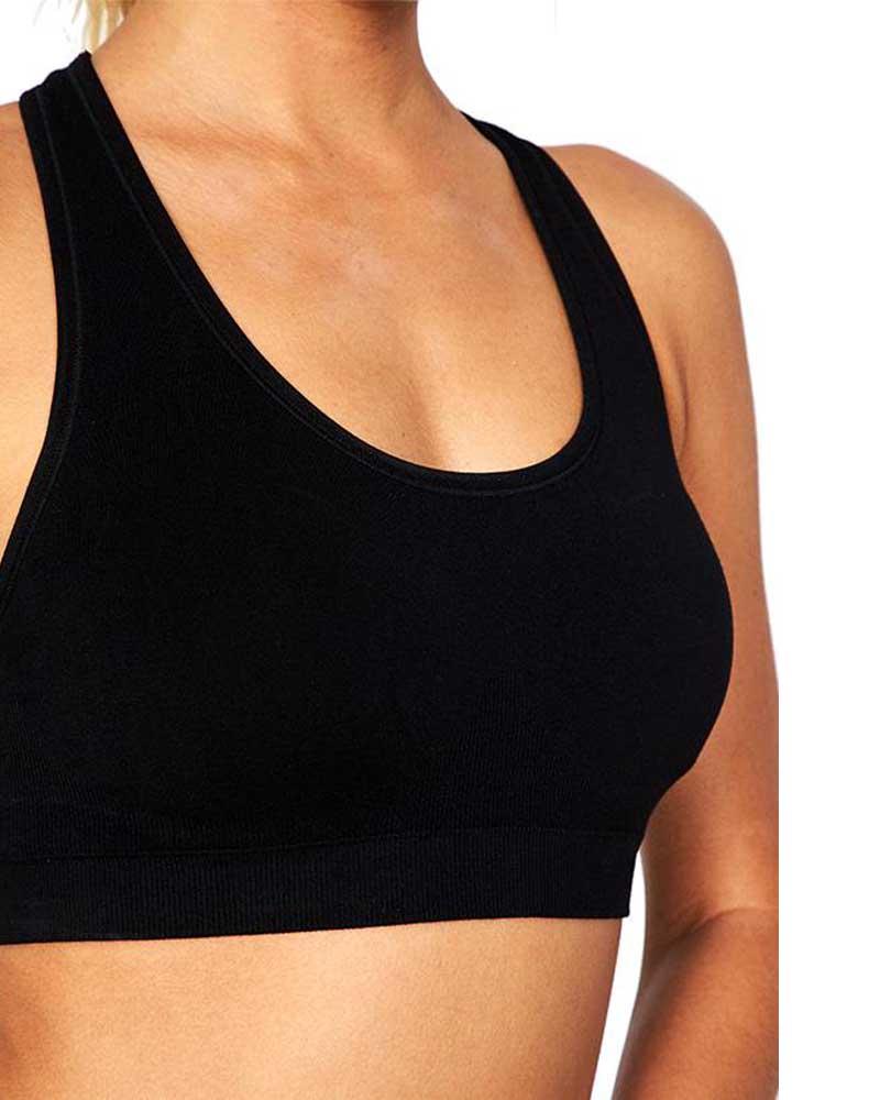 Boody Women's Racerback Sports Bra - Pullover Racerback Bra with Removable  Padding, Seamless Bras for Women - Wireless Bra for Medium Support, Bamboo  Viscose for All-Day Comfort - Black, Medium at